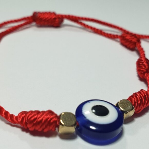 DOUBLE PROTECTION EVIL EYE Drawstring Bracelet Red - Picture 3 of 5
